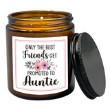Promoted To Auntie Scented Candle, Auntie Gifts, Aunt And Uncle Baby Announcement, Promoted To Aunt Pregnancy Announcement Soy Gifts Lavender, Vetiver, Sandalwood Scented 8Oz Holders Candles Jar