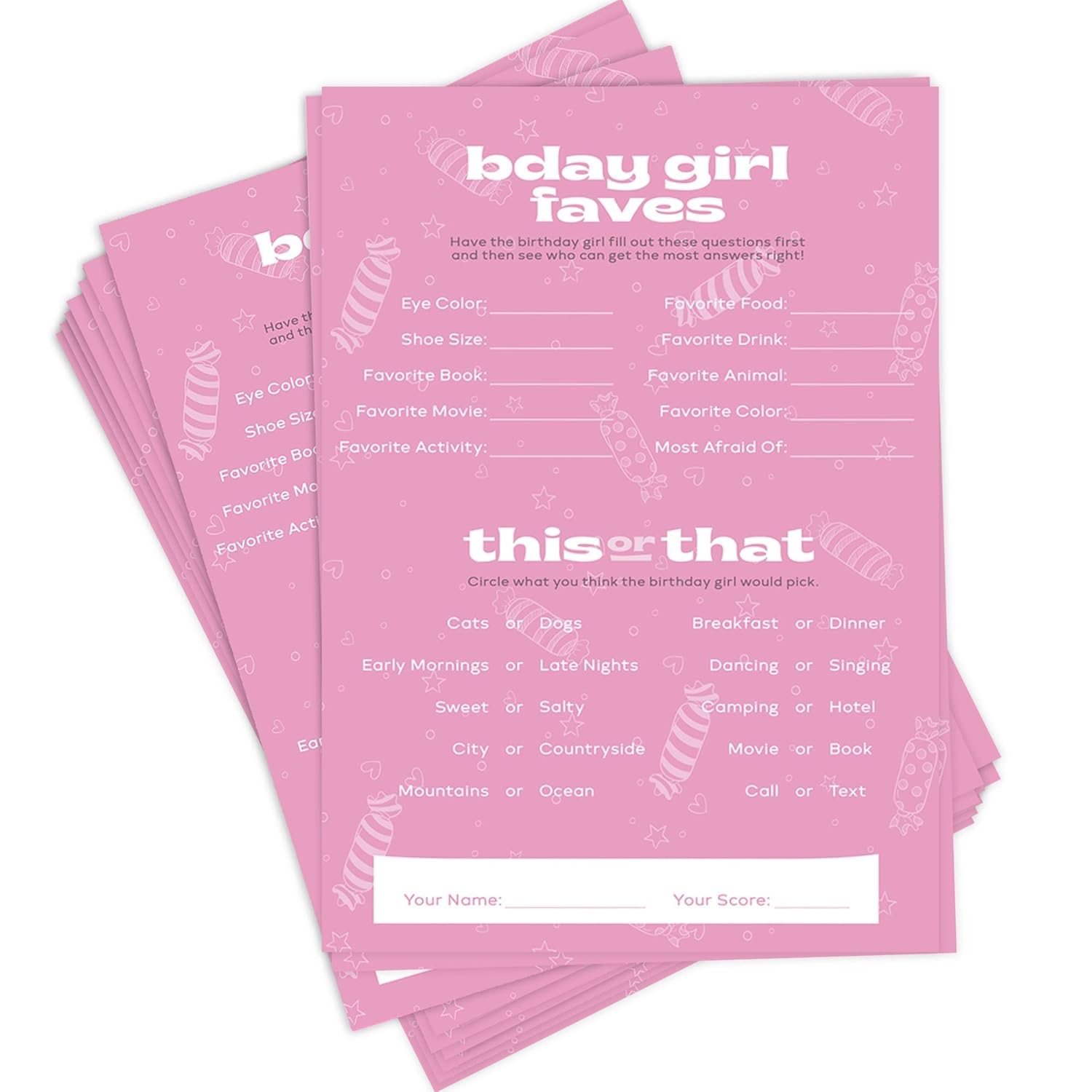 50 Who Knows The Birthday Girl Best Game Cards, Fun Birthday Game For Kids, Tweens, & Adults, Pink