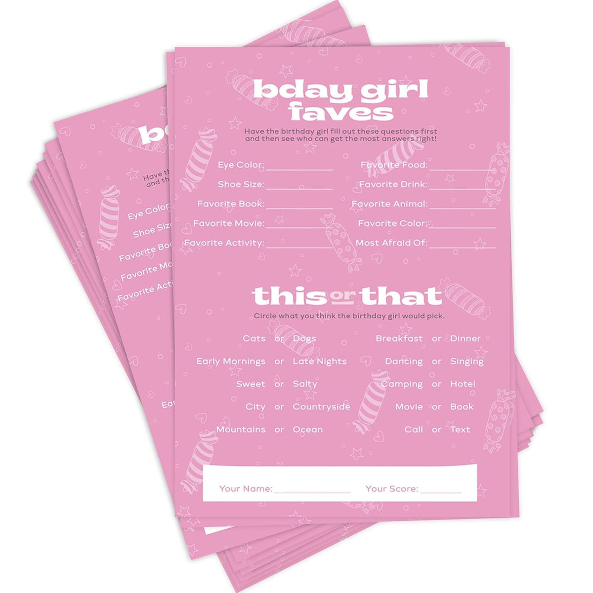 50 Who Knows The Birthday Girl Best Game Cards, Fun Birthday Game For Kids, Tweens, & Adults, Pink