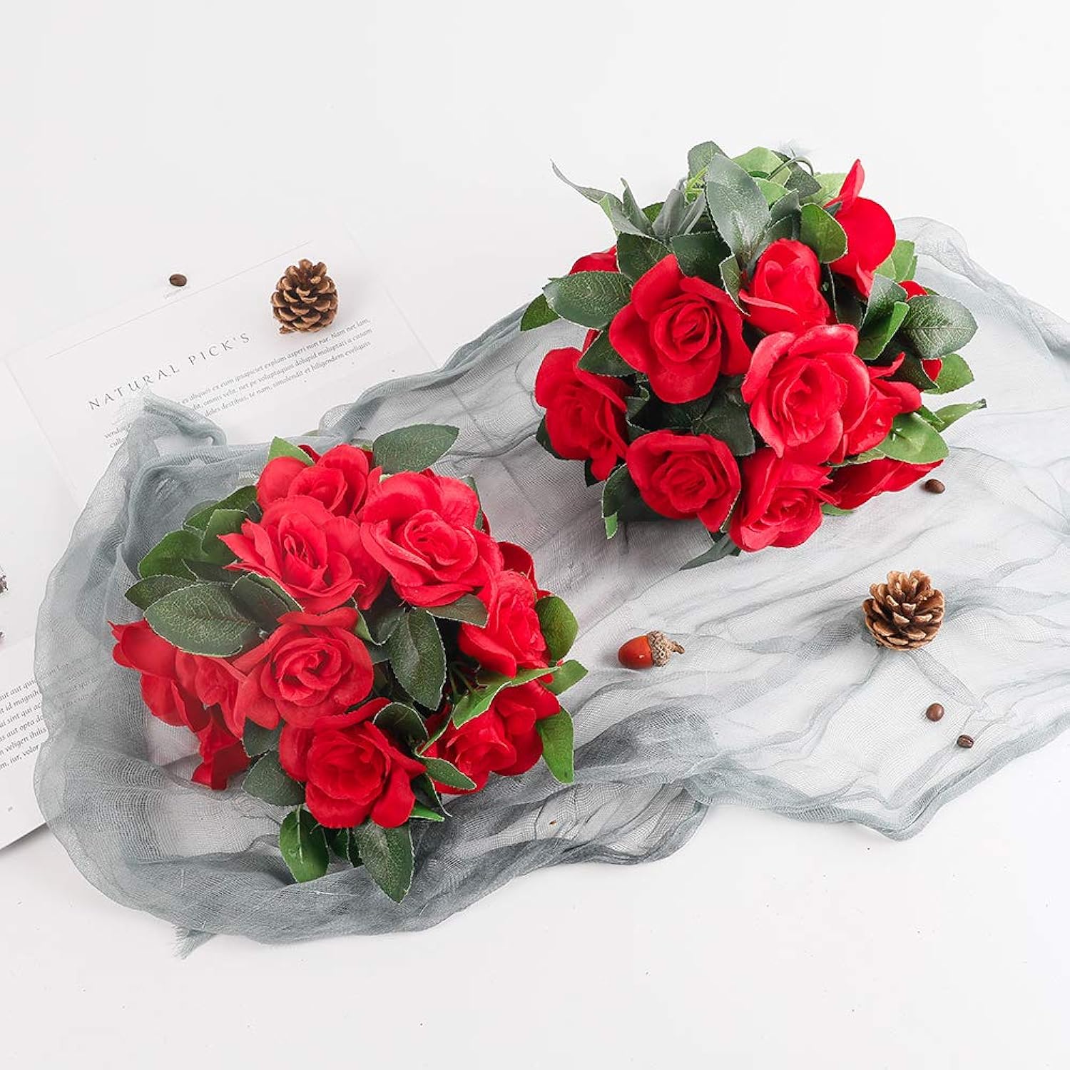Rose Garlands Artificial Rose Vines, 4Pcs(28.8Ft) Fake Silk Flower Garland With Greenery Plants Wedding Hanging Flower Vines Garlands For Home Office Arch Garden Decoration (Red)