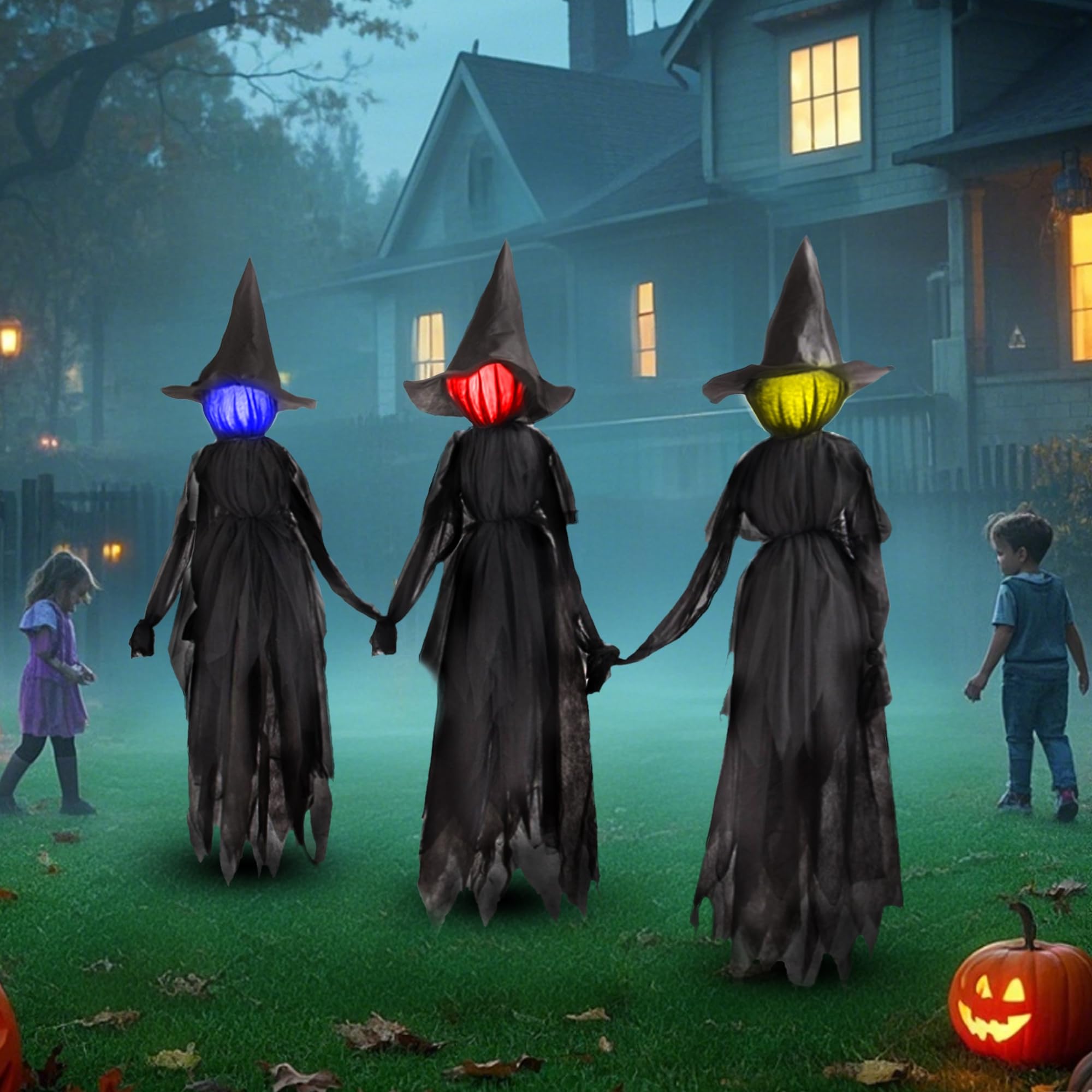 6 FT Witch Halloween Decorations Outdoor Yard Decor, Set of 3