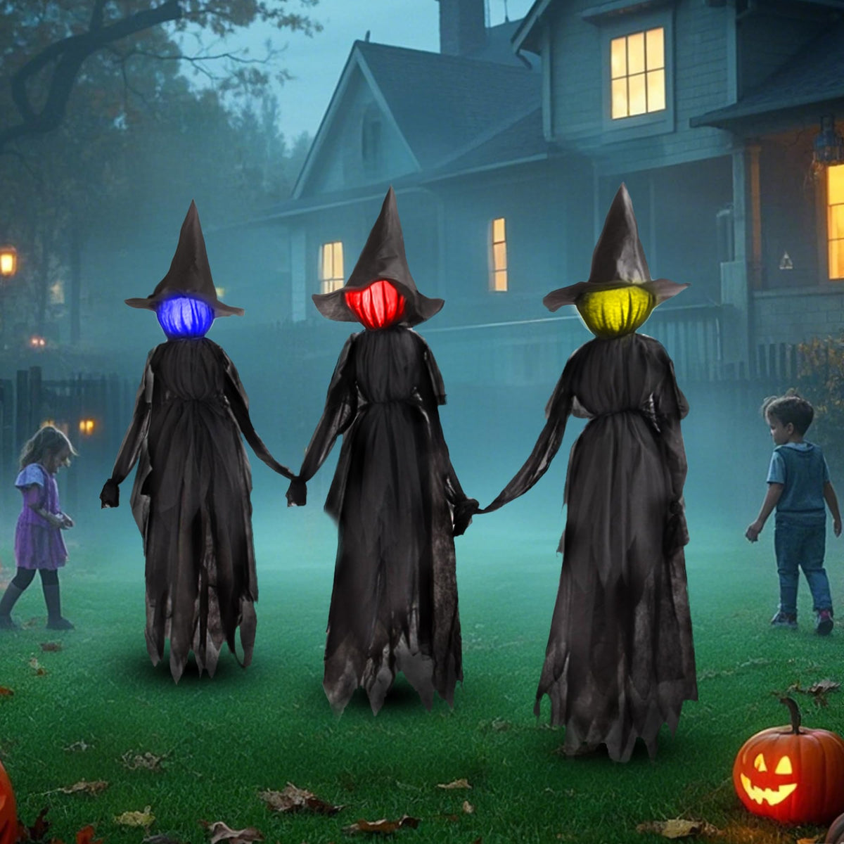 6 FT Witch Halloween Decorations Outdoor Yard Decor, Set of 3