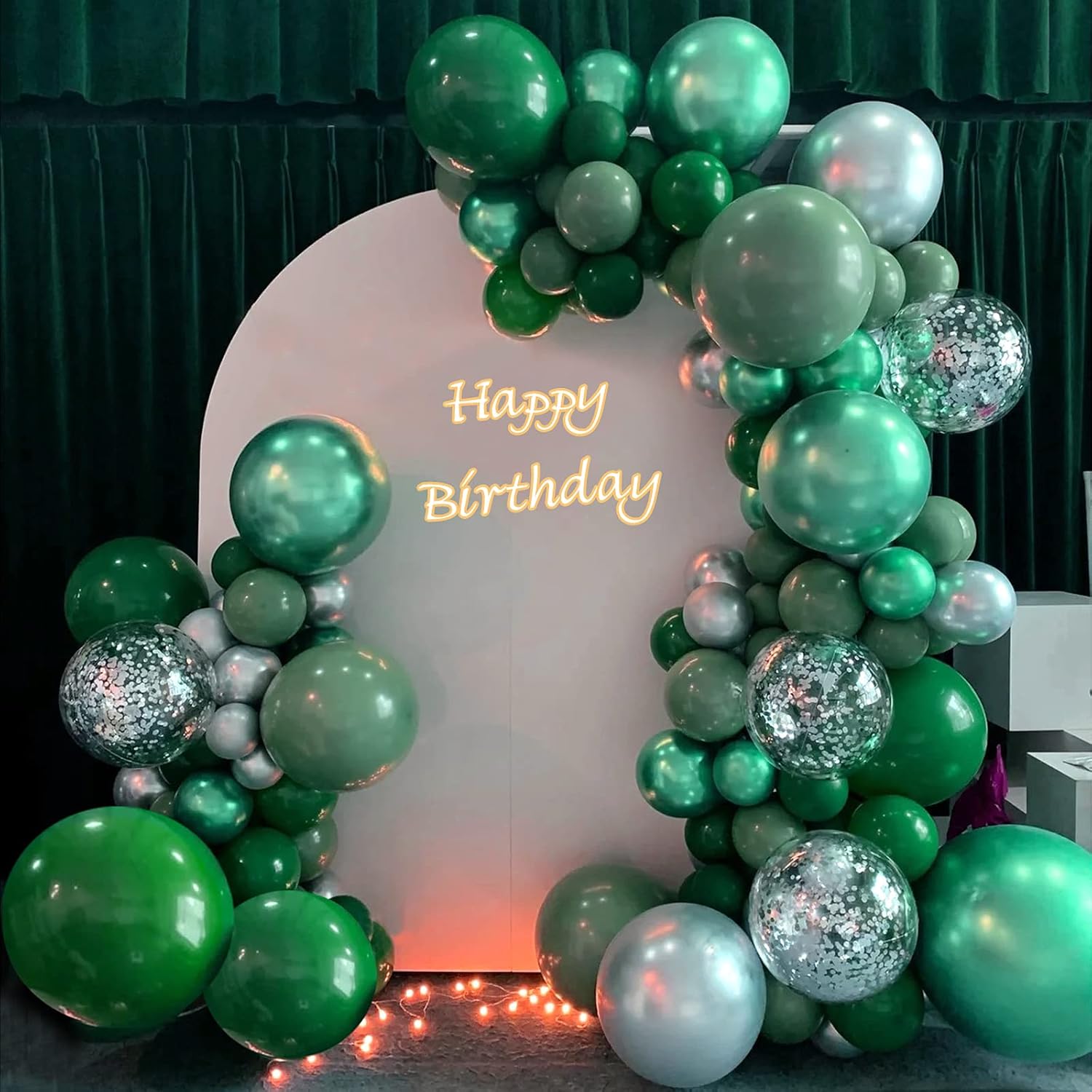 110Pcs Dark Green Balloon Garland Arch Kit, 18 12 10 5 Inch Dark Green Latex Balloons Different Sizes Pack For Birthday Graduation Baby Shower Jungle Christmas Party Decorations