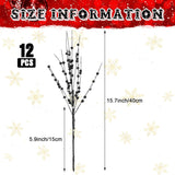 12 Pieces Christmas Artificial Glitter Berry Stems 15.7 Holly Berry Picks Ornaments Fake Christmas Tree Pick Sticks Decorations Glitter Twig Branches Gift For Vase Home Wedding Holiday (Black)