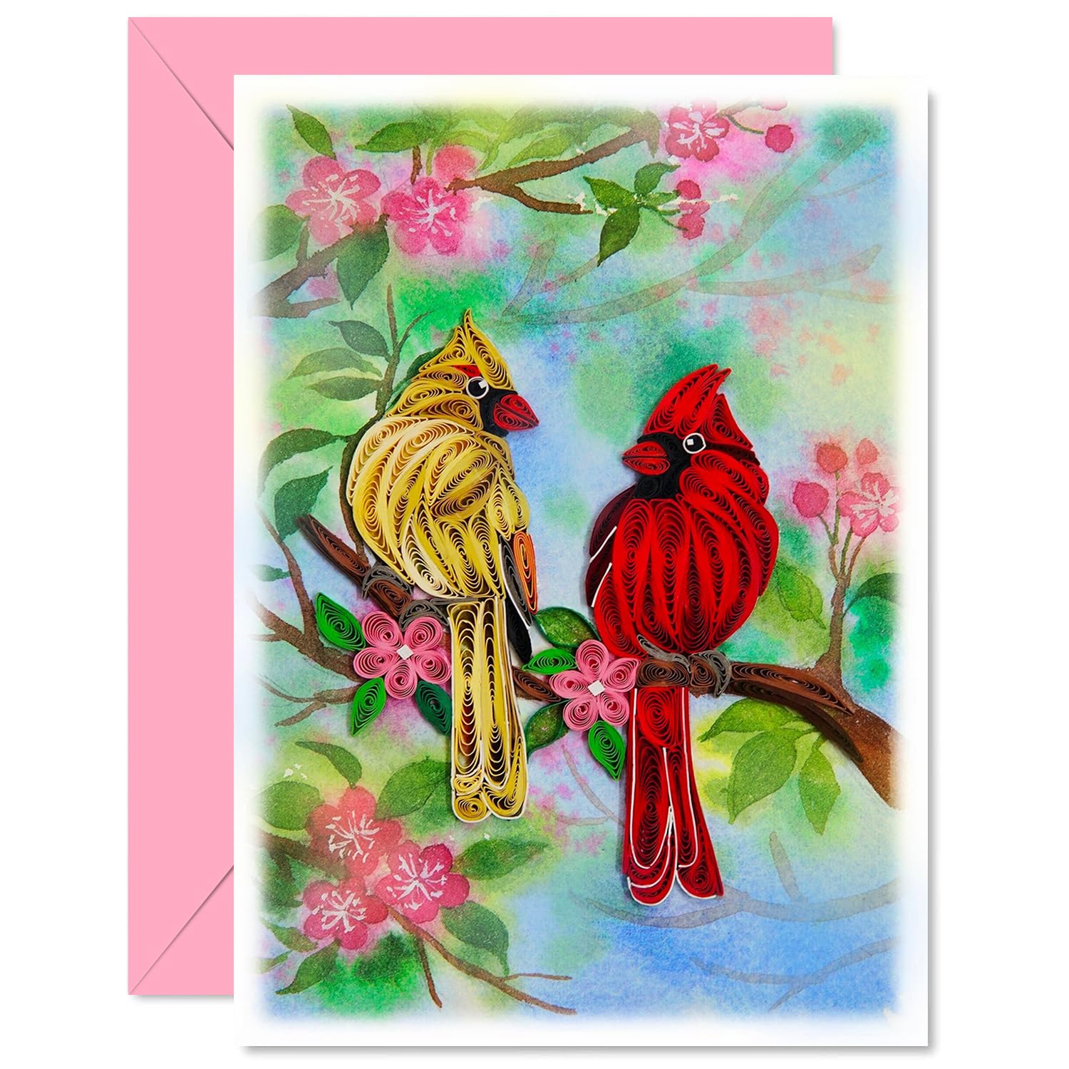Cardinal Couple Quilling Card, Anniversary Card For Wife, Husband, Parents, Birthday, Thinking Of You Card, Mothers Day, Valentines Day Card For Her, Him, 1St 25Th 50Th Anniversary Card