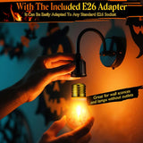 2 Pack Halloween Rechargeable A19 Flickering Flame Light Bulbs With E26 Conversion Interface & Silicone Hanging Sleeve, Fire Bulb For Christmas Party Decorations Outdoor Indoor Home Decor