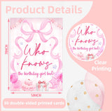 30 Pcs Pink Who Knows The Birthday Best Game Cards, Birthday Party Game, Bow Themed Questionnaire Card, For Sleepover Slumber Birthday Party Supplies, 5 * 7 Inch