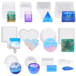 Resin Molds Kit 12Pcs, Epoxy Resin Silicone Molds, Resin Mold Including Cube, Pen Container, Pyramid, Tray, Love, Round, Square, Ball, Flowerpot, Cuboid, Crystal