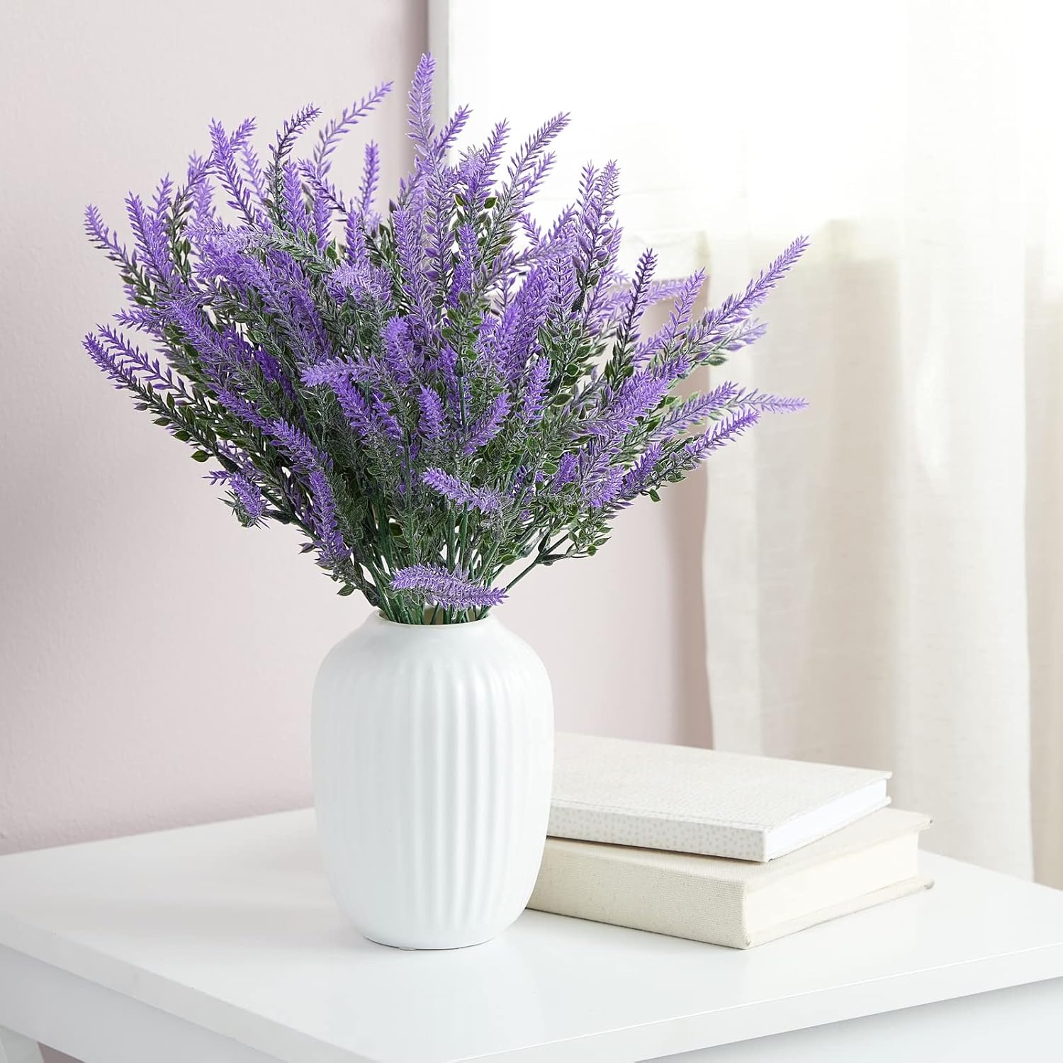 Artificial Lavender Flower Stems - Weather Resistant Artificial Flowers For Outdoors - Realistic Blooms For Wedding Centerpiece - Flexible Stems For Door Wreaths - Pack Of 12, 14" H