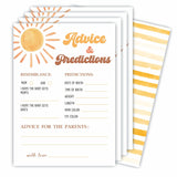 Prediction & Advice Game Set For Baby Shower - Watercolor Sunshine - 30 Double-Sided Fill In Style Game Cards For Gender Reveal, Baby Announcement, Party Favor & Supplies - B01