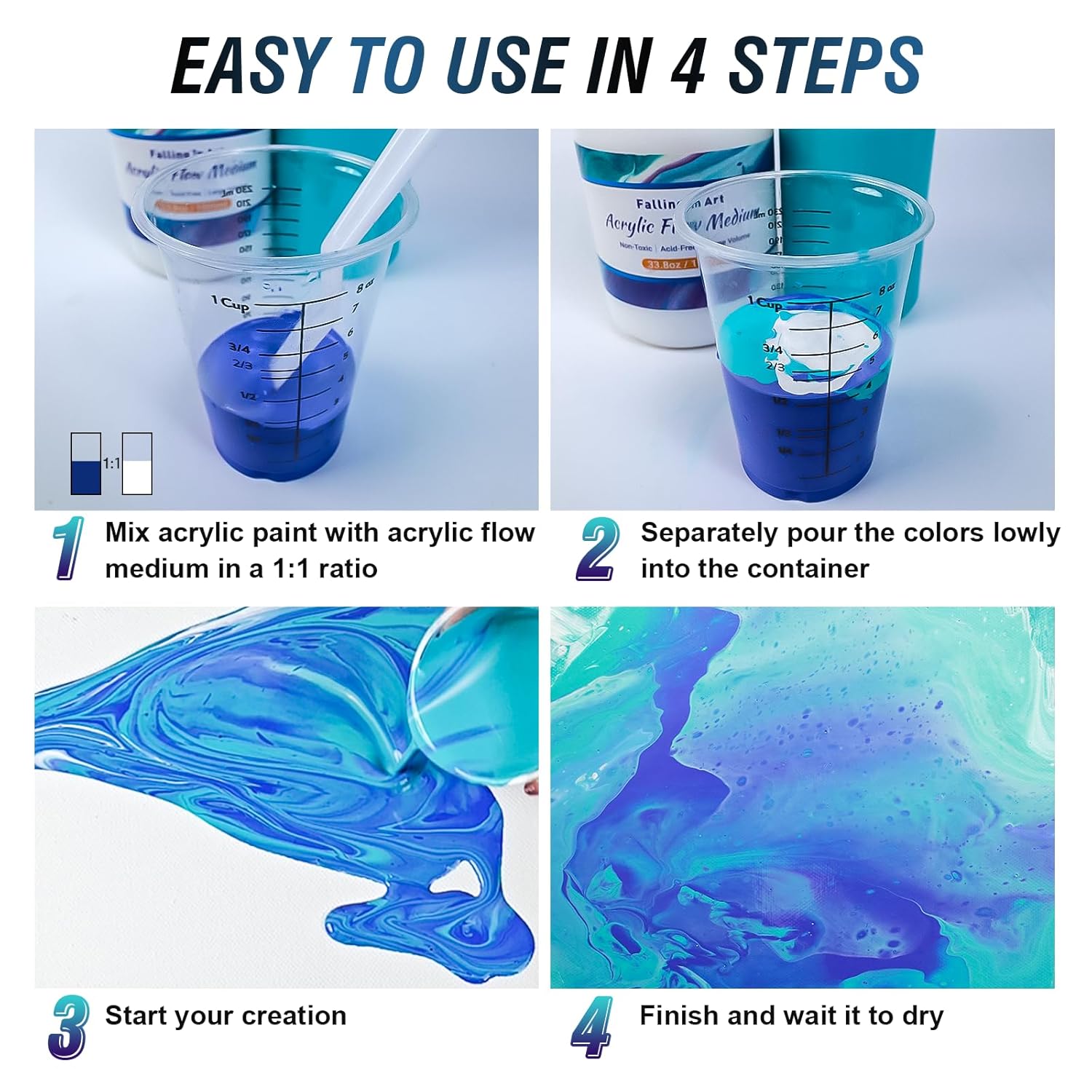 67.6 Oz Pouring Medium For Acrylic Paint, Paint Thinner With High Flow Consistency
