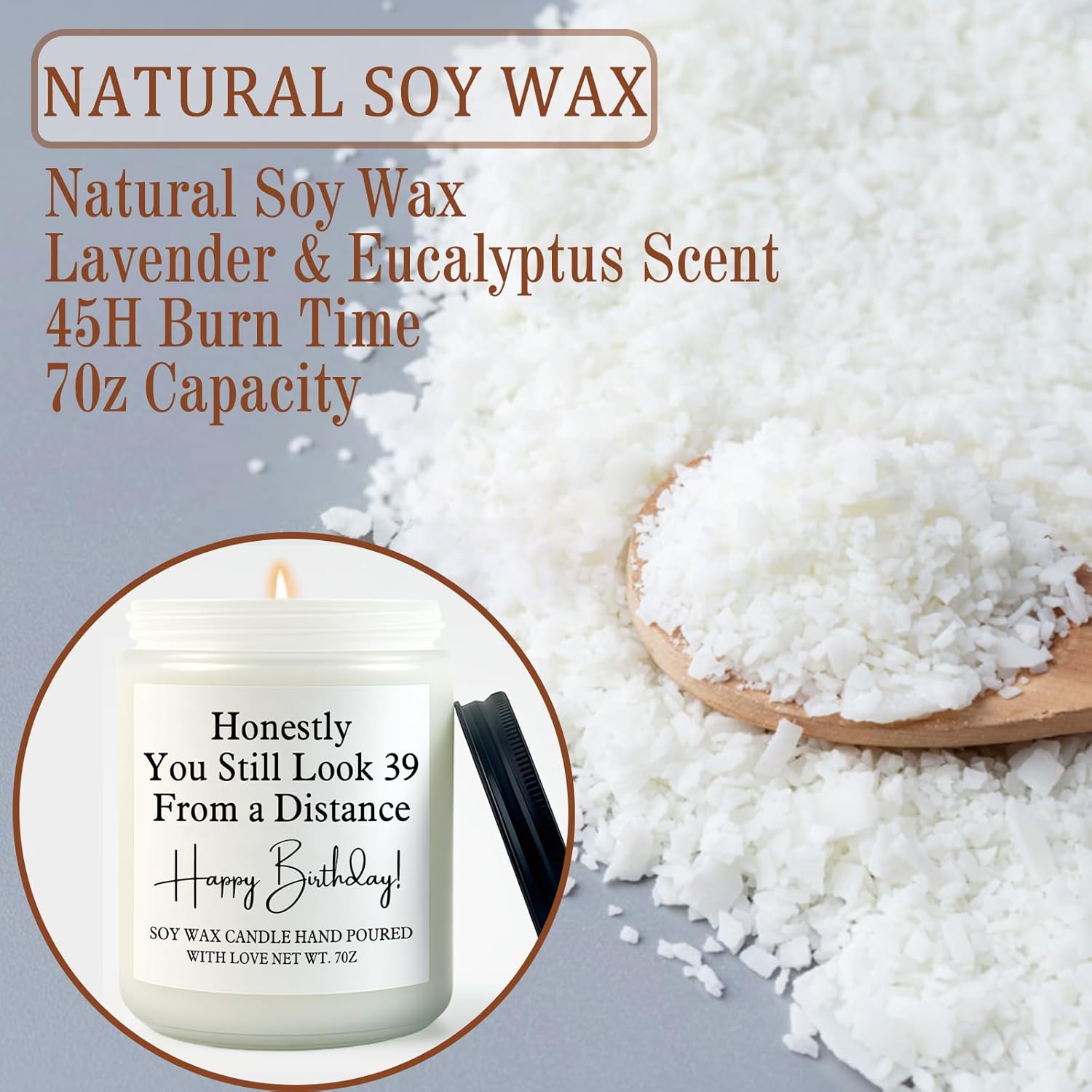 40Th Birthday Gifts For Women Men- 7Oz Lavender Scented Soy Wax Candle - 40Th Birthdays Decorations For Her, Him, Friend, Sister, Wife, Husband, Brother