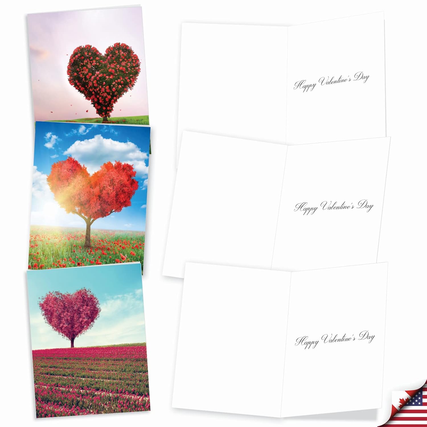 - 20 Assorted Valentine'S Day Cards Bulk (4 X 5.12 Inch) - Boxed Greetings (10 Designs, 2 Each) - Heart Trees Am8994Vdg-B2X10