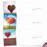 - 20 Assorted Valentine'S Day Cards Bulk (4 X 5.12 Inch) - Boxed Greetings (10 Designs, 2 Each) - Heart Trees Am8994Vdg-B2X10