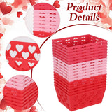 18 Pcs Pink Red Valentine'S Day Baskets, 5.51 X 4.33 X 2.44 Small Heart Hollowed Plastic Food Fruit Bread Valentine Baskets Bulk Empty Love Gift Container Storage Bins For Valentine'S Day Party Favor