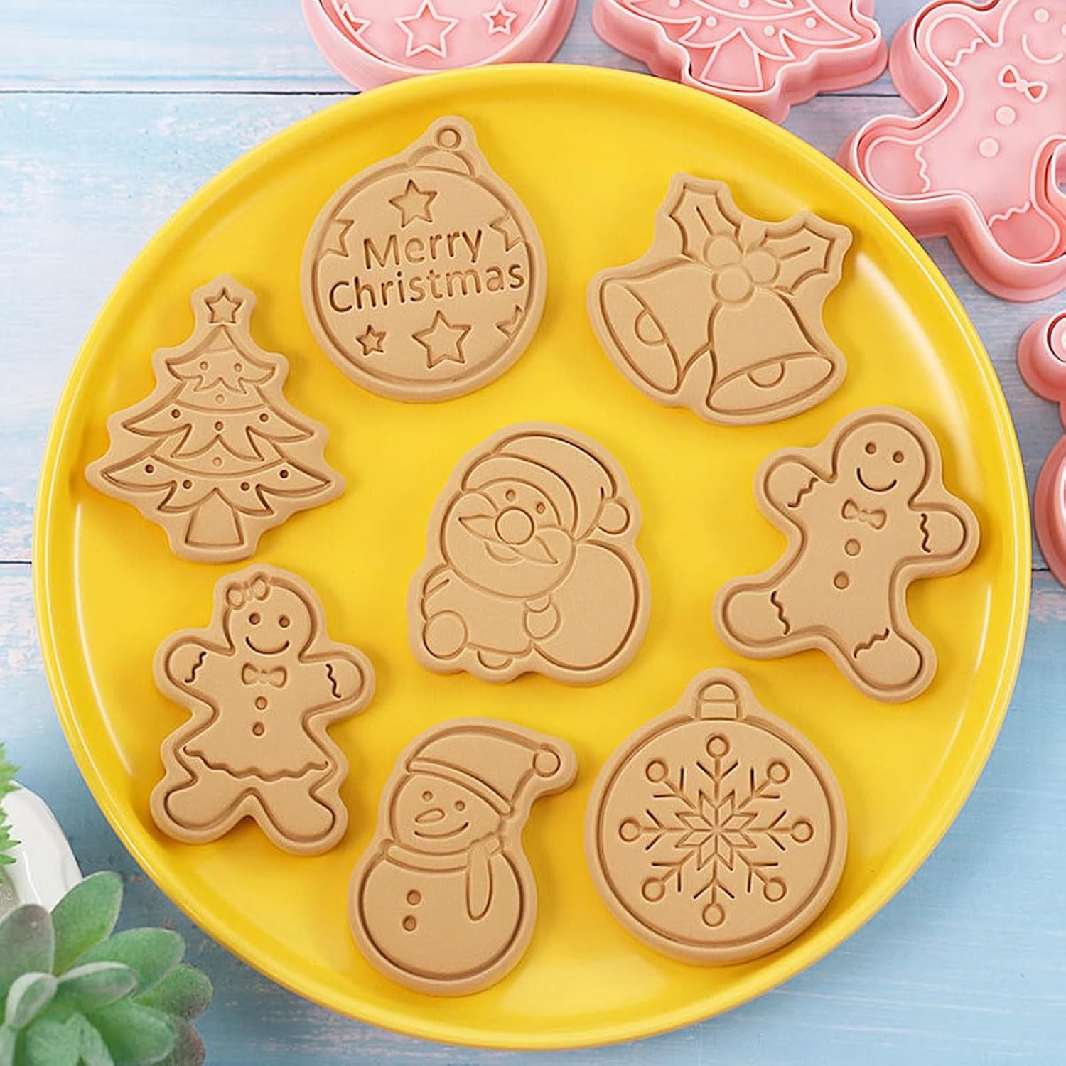 Christmas Cookie Cutter Set, 3D Pressable Mini Christmas Cookie Cutters - Gingerbread Man, Christmas Tree, Santa?Snowman,8 Pcs Stamped Pastry Cutters, For Kitchenbaking Christmas Party Favors