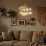This Is Our Happy Place Neon Sign Warm White LED Wall Light USB Dimmable Room Decor