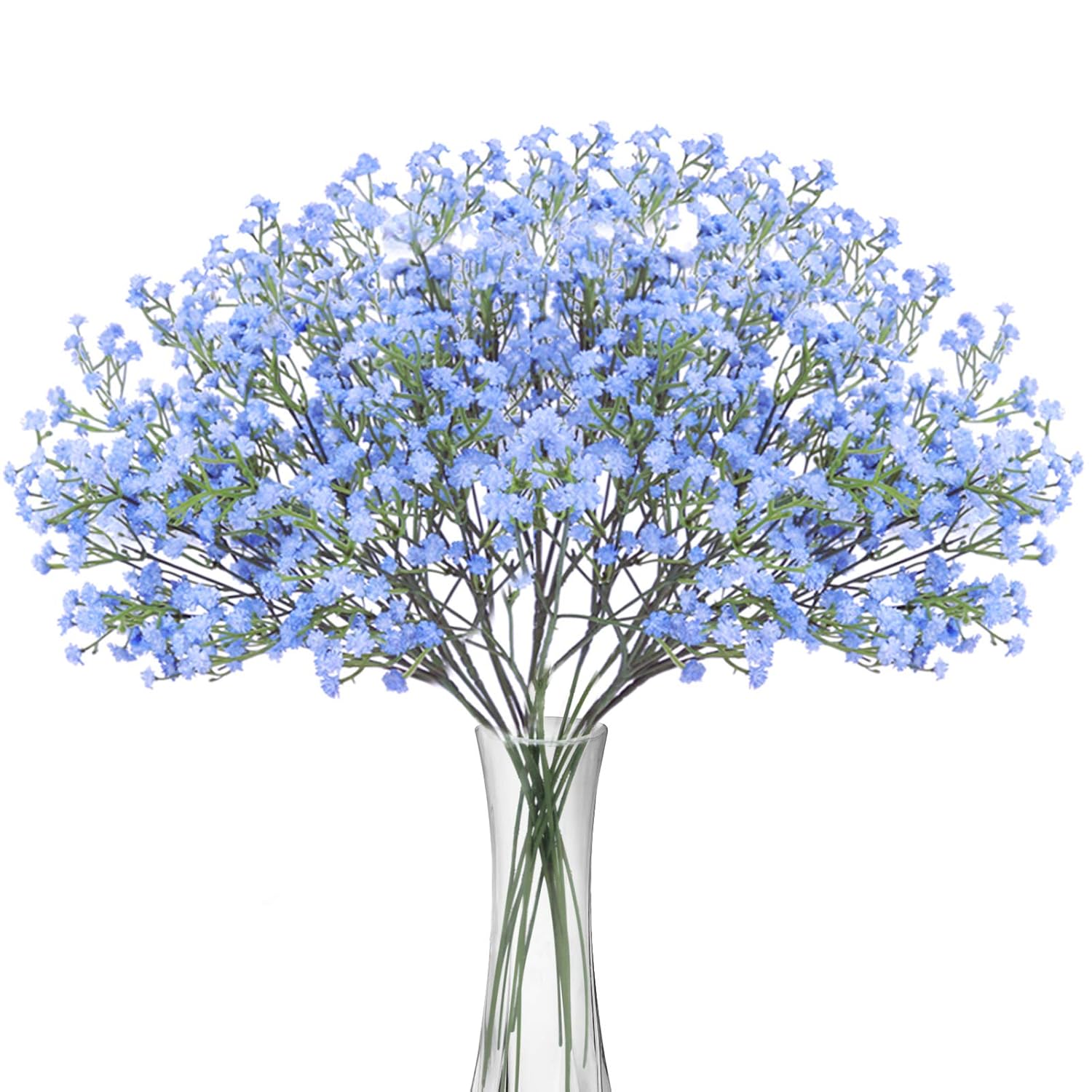 Artificial Baby Breath Flowers Fake Gypsophila Bouquets 12 Pcs Plastic Fake Real Touch Flowers For Wedding Decor Diy Home Party?Blue?