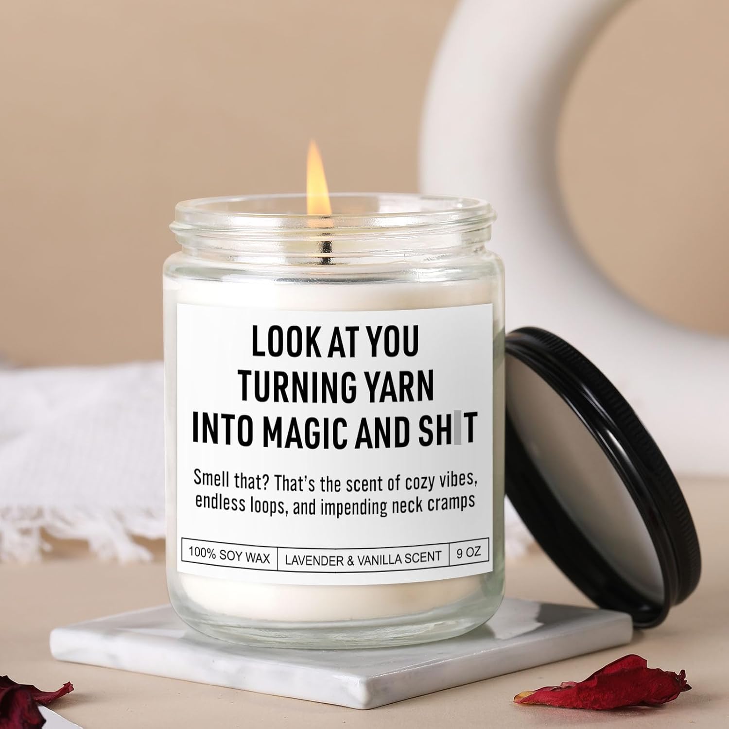 Funny Crocheting Candle, Knitting Gifts For Women, Men, Crochet Gifts For Crocheters, Knitters, Crafters, Yarn Lovers, Knitting Accessories, Birthday, Christmas Presents For People Who Knit