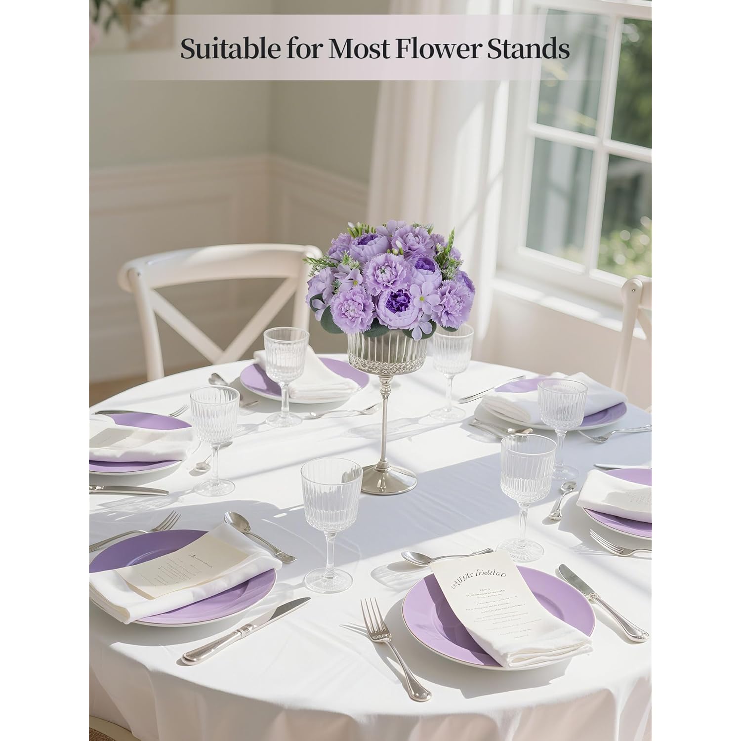 Peony Flower Balls Centerpieces: 2Pc 9.5 Inch Lilac Fake Peony Floral Arrangement Bouquet Wedding Dinning Table Decoration Easy Use Artificial Silk Kissing Ball Home Party Decor