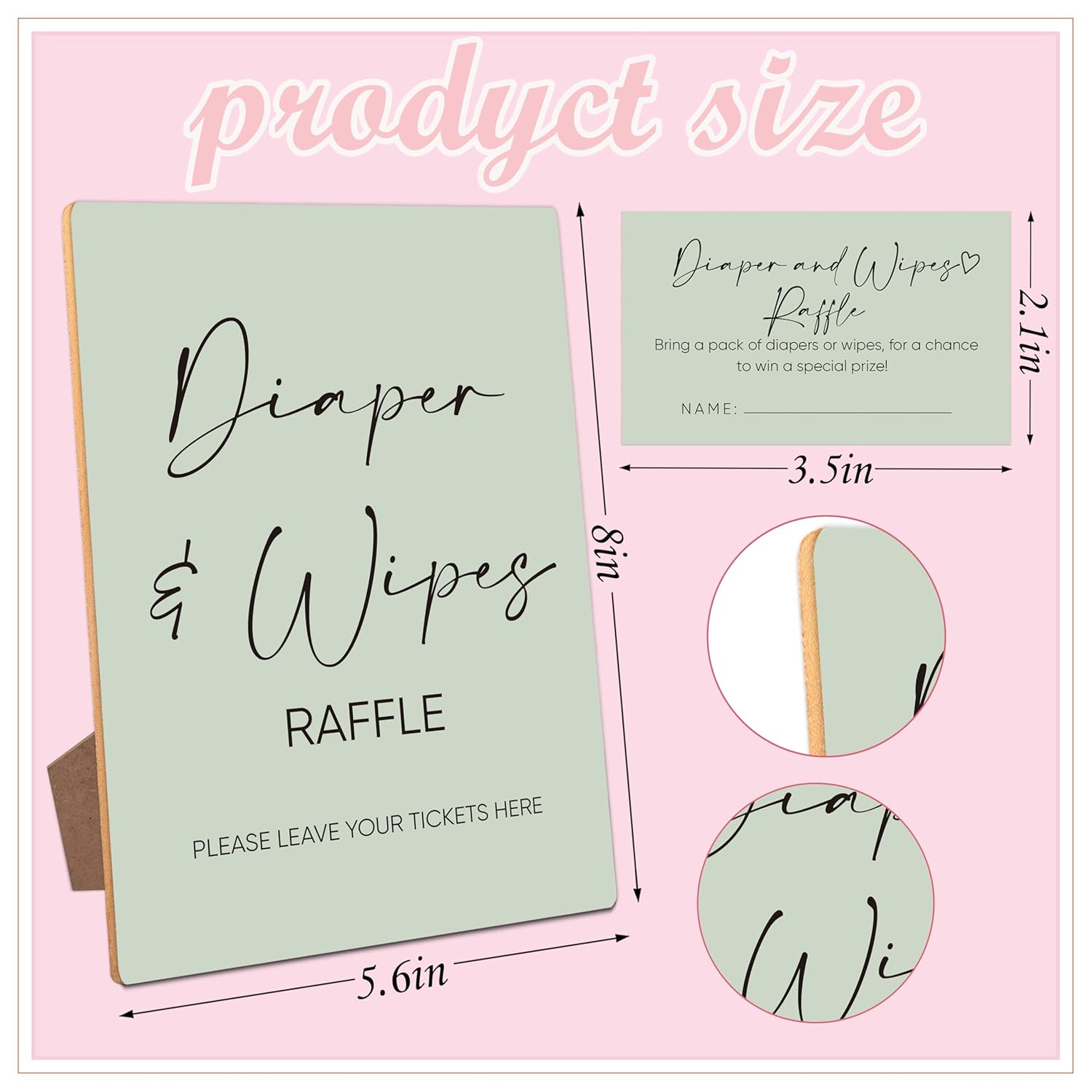 Diaper And Wipes Raffle Baby Shower Games,Baby Shower Decorations,Baby Shower Signs,Gender Reveal Decorations,Baby Shower Bingo,1 Wooden Play Sign With Stand And 50 Raffle Tickets Set ?Green12?