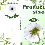 10 Pcs Artificial Anemone Poppy White Flowers And Green Eucalyptus Stems Decor Fake Silk Flowers Greenery Branches Leaves Faux Flowers Floral Arrangements For Wedding Bouquet Garland Vase Centerpiece