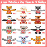 36Pcs Valentines Day Cards For Kids Classroom, Valentine’S Day Candy Holder Gifts Cards For Classroom Exchange Activity, Kids Valentine Exchange Candy Card For Class Party, 12 Animals Designs