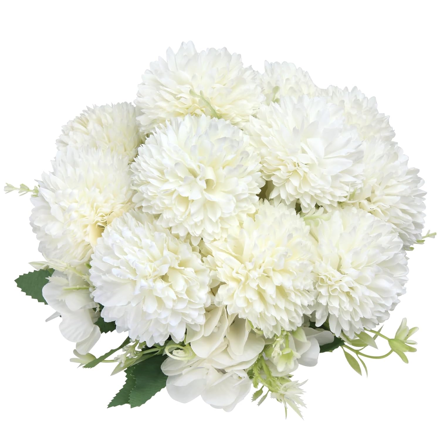 3 Bunches White Flowers Artificial Silk Ball Chrysanthemums Flower,Fake Flowers In Vase,Suitable For Home Decor,Weddings,Parties,Gardens,Restaurants. (White Ball Chrysanthemums)