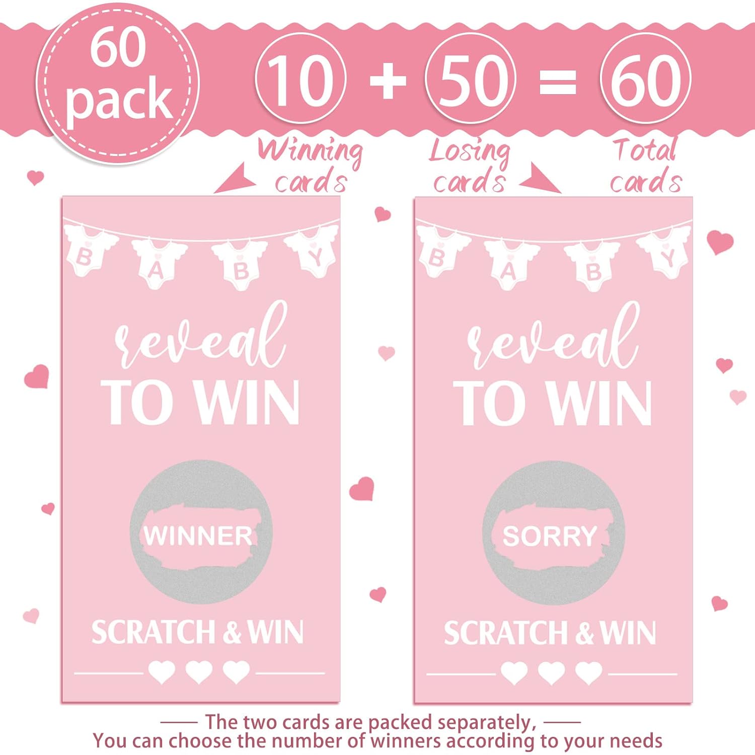 60 Pieces Shower Activity Cards For Pink Scratch Off Funny Raffle Cards Scratch Tickets For Activity Favor