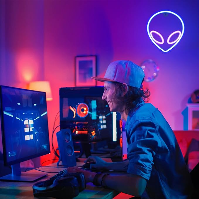 3 Pcs Space Themed LED Neon Signs USB Battery Powered Wall Decor for Kids Gaming Room