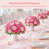 12 Bundles Peonies Artificial Flowers, Fake Peony Bouquets, Faux Flower Arrangements For Table Centerpiece, Realistic Floral Bouquets For Weddings, Parties, Home