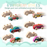 Baby Shower Game Sign Kit Includes 32 Unfinished Wooden Car Blocks, 12 Markers, And A Prize Decoration Sign For Baby Shower(Leaf)