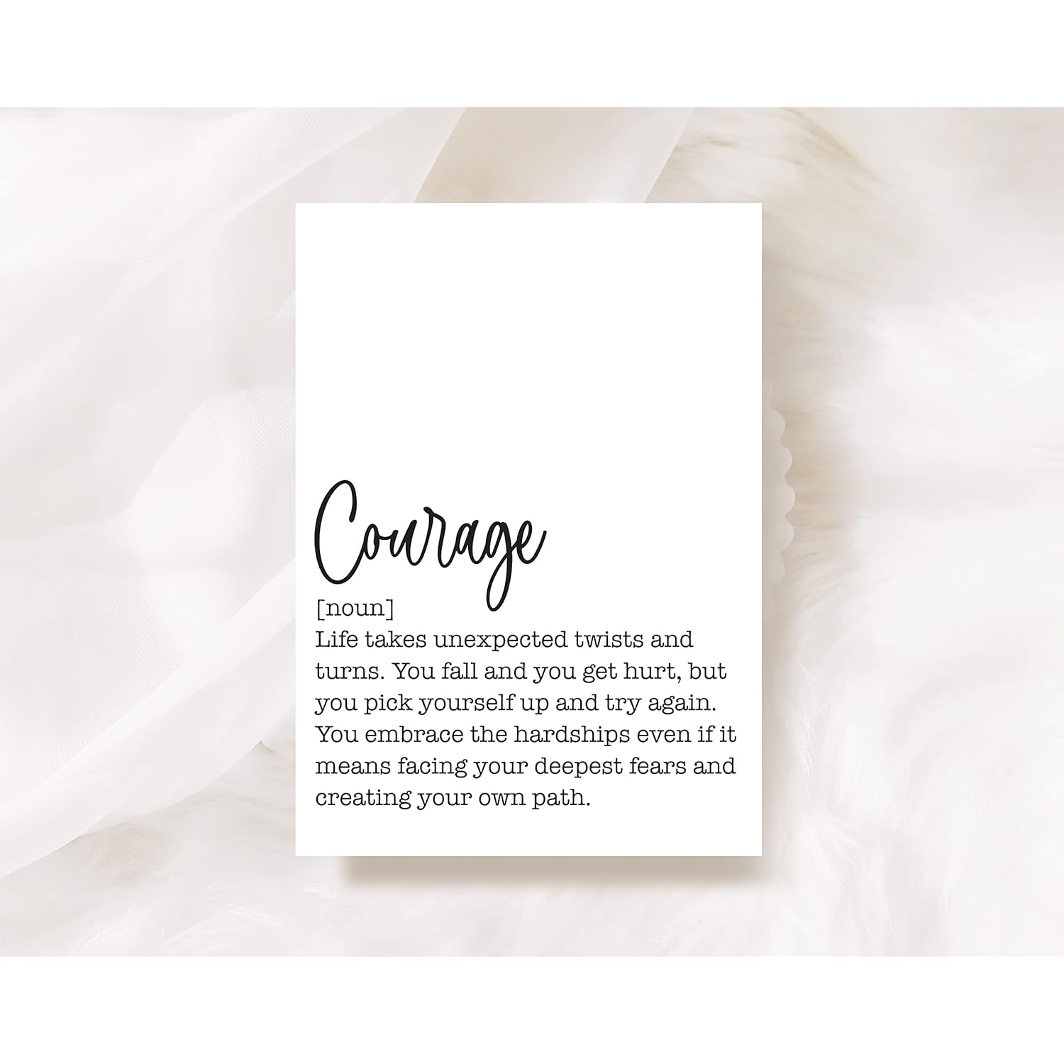 Definition Of Courage Card, Strength, Thinking Of You, Encouragement Sentimenal Greeting Card, Blank Inside