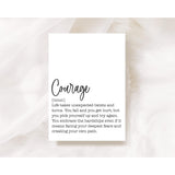 Definition Of Courage Card, Strength, Thinking Of You, Encouragement Sentimenal Greeting Card, Blank Inside