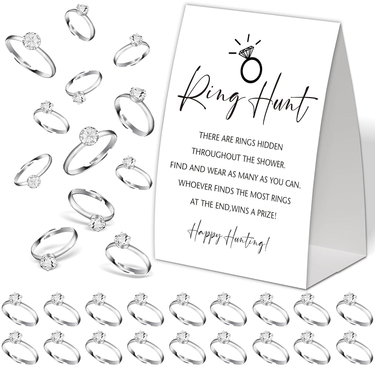 Bridal Shower Games Ring Hunt,Minimalist Bridal Shower Decorations,Popular Bridal Shower Game,Engagement Party Games,Bridal Shower Favors,Plastic Rings For Bridal Shower Game(J5)