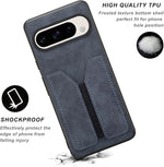 Pixel 9 Pro XL PU Leather Wallet Case with Card Slot, Slim Protector (Gray)