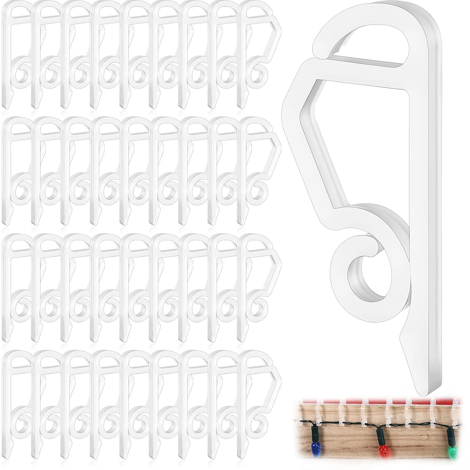 Christmas Light Clips Gutter Clips For Outdoor Hanging Plastic Weatherproof Gutter Hooks Hanging String Lamp Holder Mount To Shingles For Halloween Xmas Tree Decor