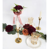 Burgundy Roses 16Pcs Artificial Velvet Roses Maroon Flowers 4.3" Burgundy Fake Flowers Dark Red Roses For Wedding Bouquet Flowers For Floral Centerpieces Home Party Decor (Burgundy)