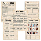 60Th Birthday Party Games, Born In 1966 Games Bundle, Set Of 5 Activities For 10 Guests, Birthday Party Supplies For Adults, Pack Of 50 Cards