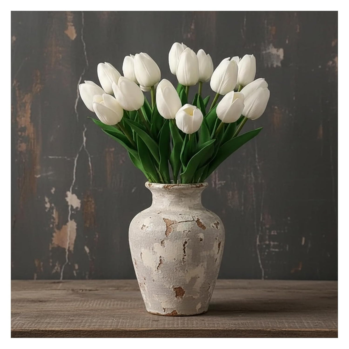 18Pcs Artificial Tulips 13" Pu Artificial Flowers For Family Friends Gifts Diy Flower Arrangement Home Kitchen Office Party Wedding Dining Table Decoration, White