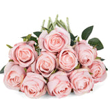 10Pcs Artificial Rose Flowers Long Stem Fake Silk Roses For Diy Wedding Bouquet Table Centerpiece Home Decor (Light Pink)