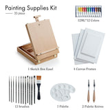 Kit, Tabletop Easel Set With 12 Acrylic Paints, 13 Paint Brushes, 4 Canvas Boards, 2 Palette Knives & Plastic Palette, Gift For Artists & Adults