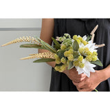 3Pcs Artificial Banksia Flower Spray With Green Leaves Realistic Silk Floral Arrangement For Wedding Bouquets Home Decor (Beige)
