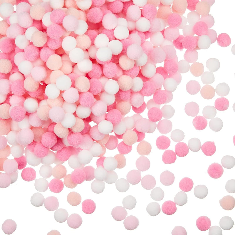 2000 Pieces Pink Pom Poms Craft Pom Poms Balls 0.4 Inch Fluffy Puff Balls Mult