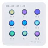Handmade Watercolor Paints - Oceans 8 Dot Card (9 Colors). Color Shift, Metallic, Shiny, Shimmer