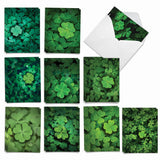 - 20 Assorted Boxed St. Patrick'S Day Note Cards, 2 Each Of 10 Designs, With Envelopes (4 X 5.12 Inch) - Lucky Clovers Am9079Spg-B2X10
