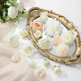 12 Bundles Valentine'S Artificial Flowers Peonies Silk Rose Faux Dahlia Fake Chamomile Hydrangea Bouquet Floral Arrangements Bulk For Vase Home Wedding Party Centerpiece(Cream White)