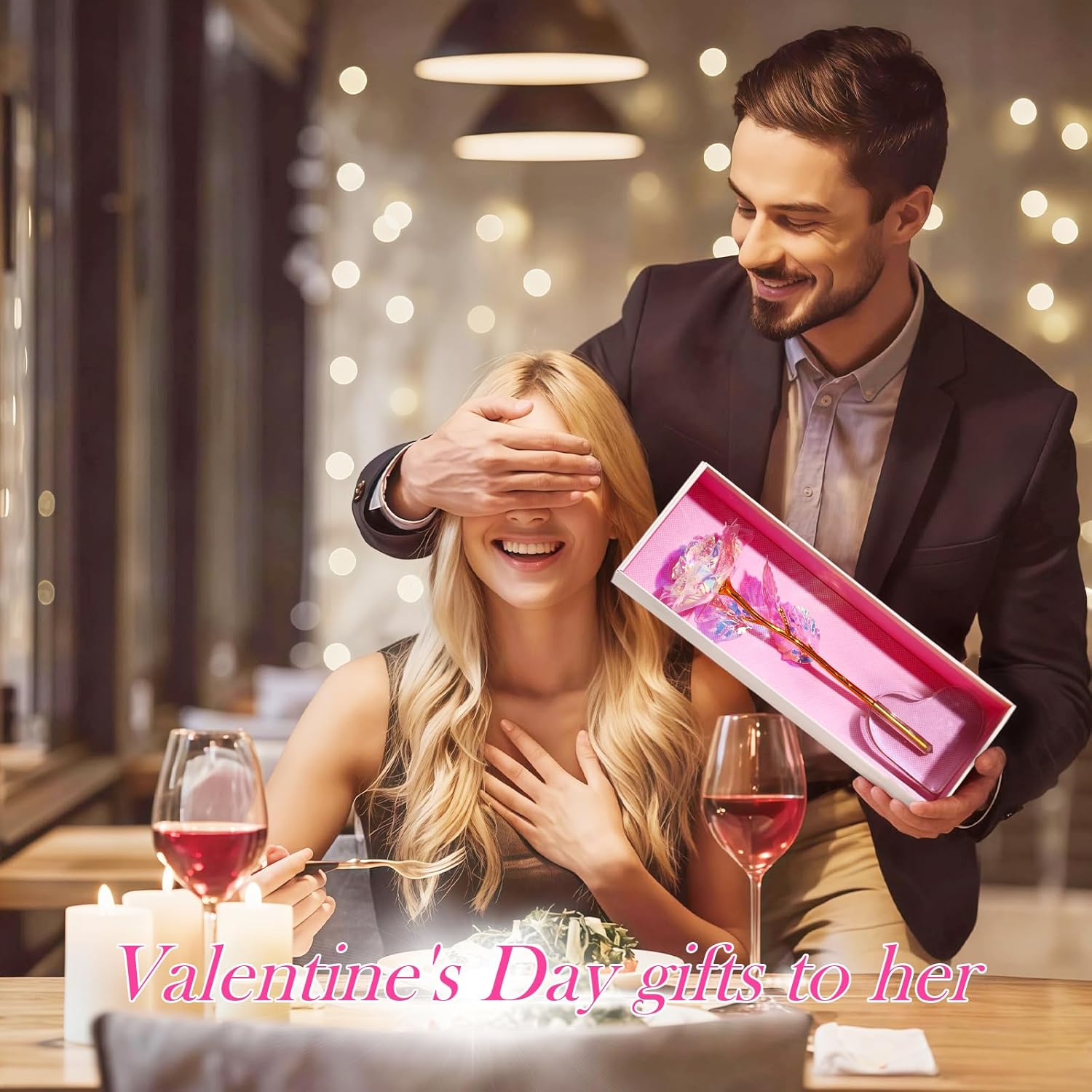 Valentines Day Rose Gifts For Her, Birthday Gifts For Women Mom Galaxy Rose Glass Forever Flowers With Heart-Shaped Base Eternal Crystal Roses Valentine Gifts For Grandma Wife Sister Girlfriend