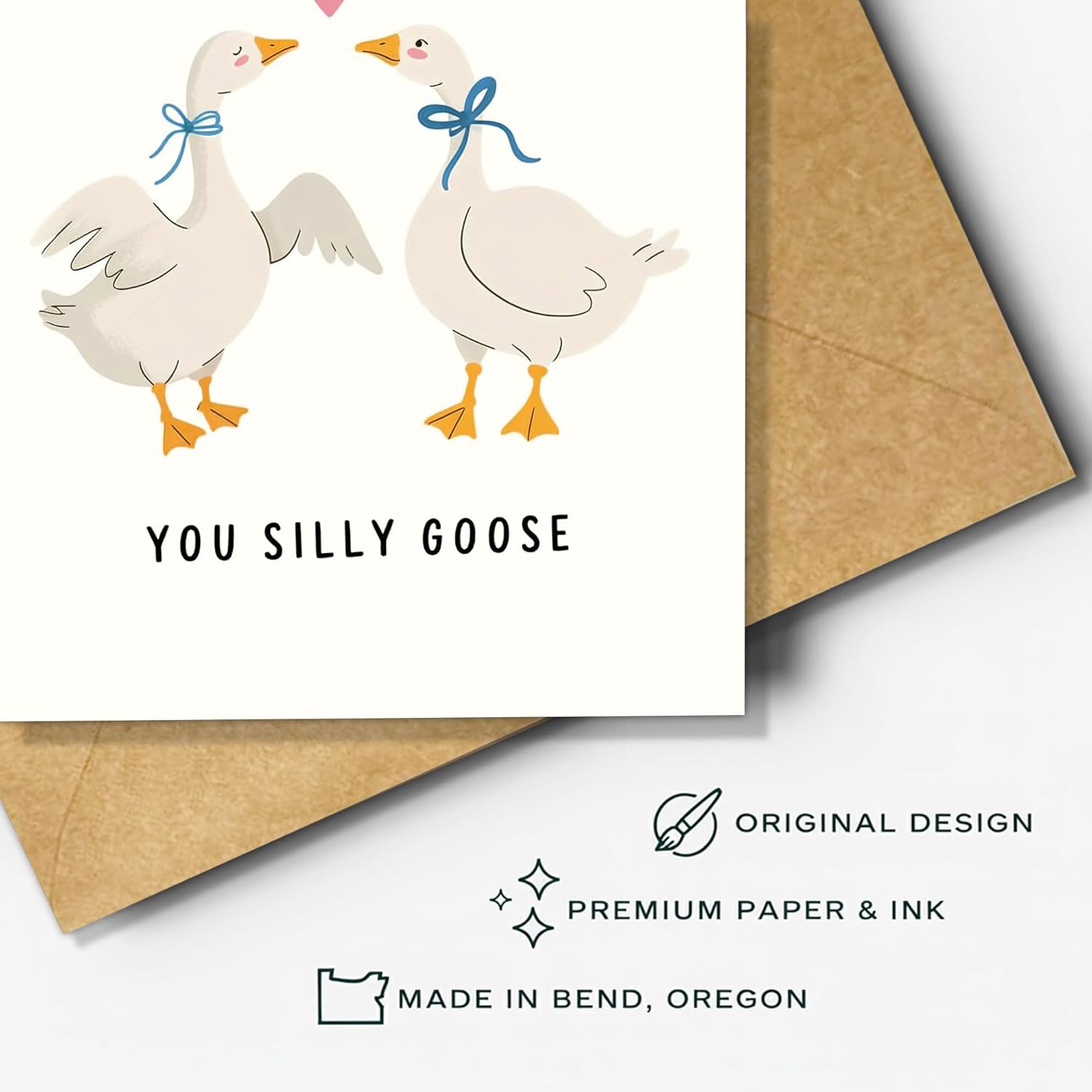 (5.3X8In) I Love You You Silly Goose Funny Romantic Card, Cute Animal Love Greeting For Couples, Adorable Goose Illustration Valentine Anniversary, Minimal Blank Inside With Envelope (Xmas 8)
