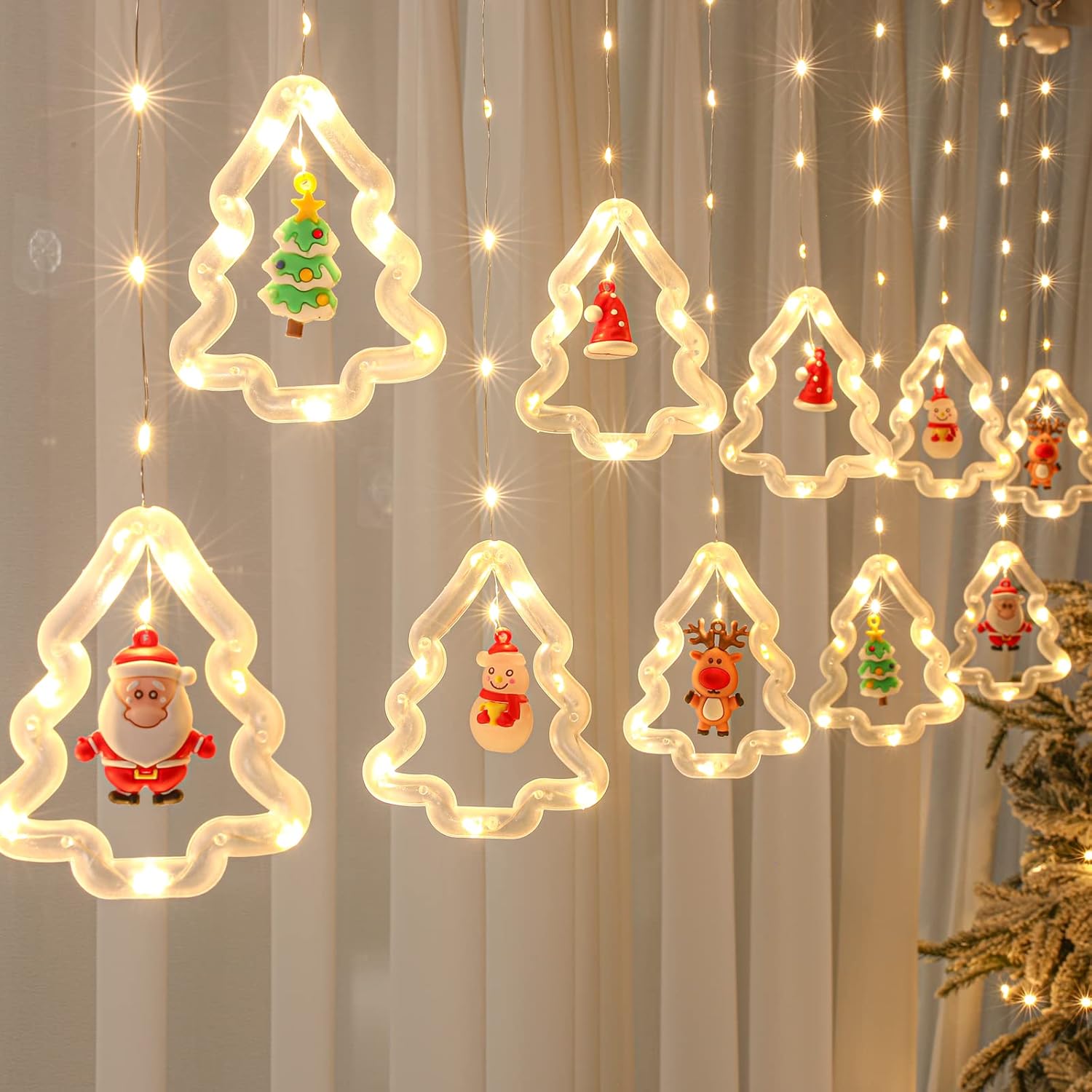 Christmas Lights, 10 Tree Lights 120 Led Christmas Decorations Indoor, Battery Operated Christmas Window Lights 9.84 Ft